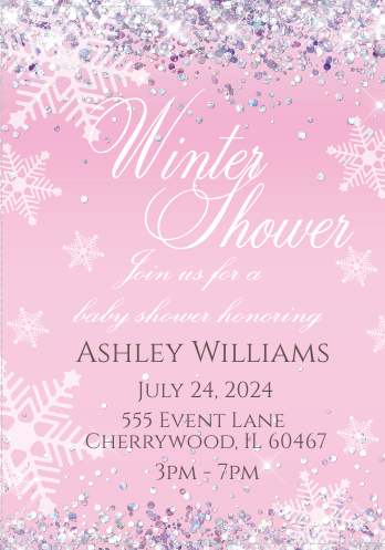 Winter wonderland invitation- Sparkle- Pink- INSTANT DOWNLOAD