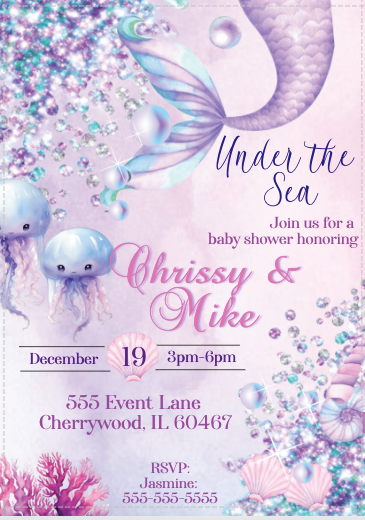 Mermaid  invitation - INSTANT DOWNLOAD