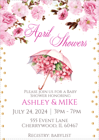 April Showers invitation- Pink- INSTANT DOWNLOAD