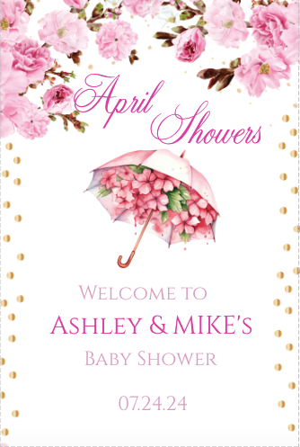 April Showers Welcome sign- pink- INSTANT DOWNLOAD