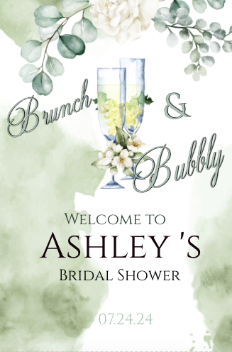 Brunch & Bubbly - Sage-  Welcome sign- INSTANT DOWNLOAD