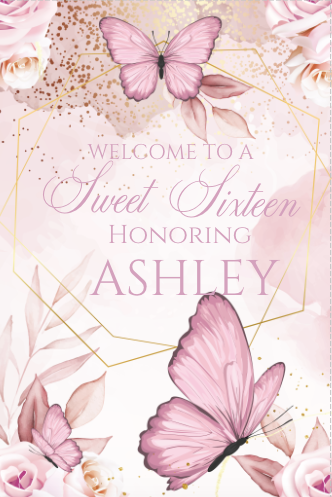 Butterfly - Blush/Rose-  Welcome sign- - INSTANT DOWNLOAD