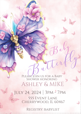 Butterfly- - Colorful-  Invitation- - INSTANT DOWNLOAD