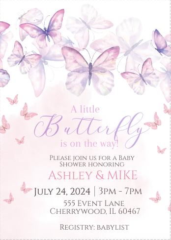 Butterfly- - Purple Fade-  Invitation- - INSTANT DOWNLOAD