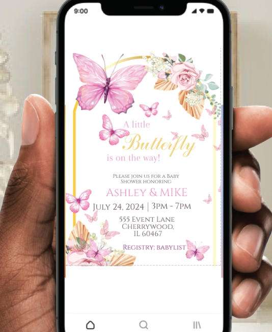 Butterfly- Boho pink-  Invitation- - INSTANT DOWNLOAD