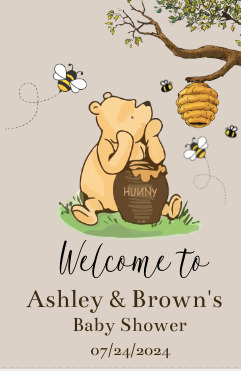 Winnie the Pooh -   Welcome Sign - brown- Sitting- - INSTANT DOWNLOAD