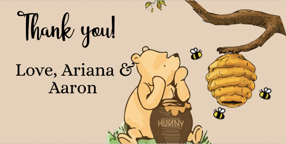 Winnie the Pooh -   Honey thank you stickers -Forest - INSTANT DOWNLOAD