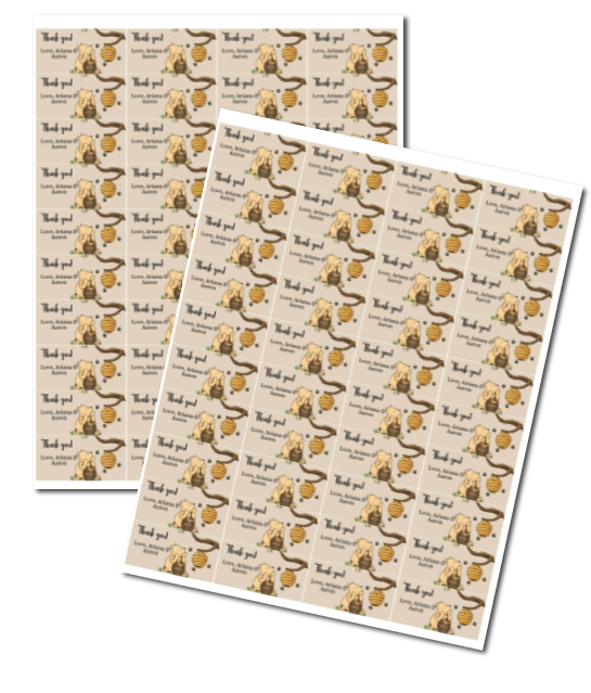 Winnie the Pooh -   Honey thank you stickers -Forest - INSTANT DOWNLOAD