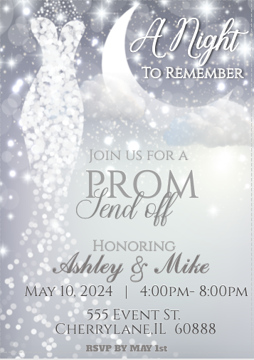 Prom - Invitation - white  - INSTANT DOWNLOAD