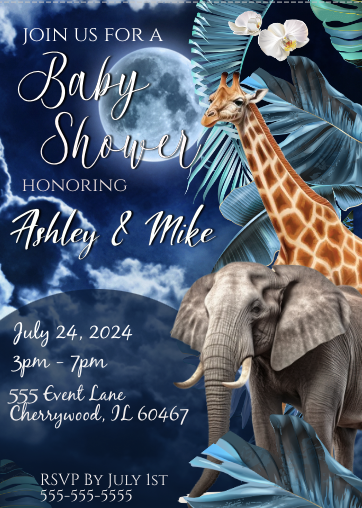 Night in Safari Invitation  - Digital Download - Instant download