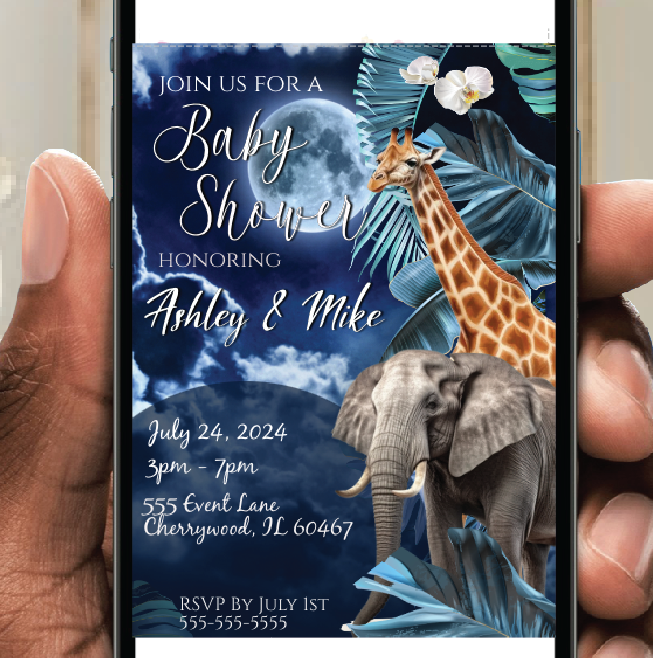 Night in Safari Invitation  - Digital Download - Instant download