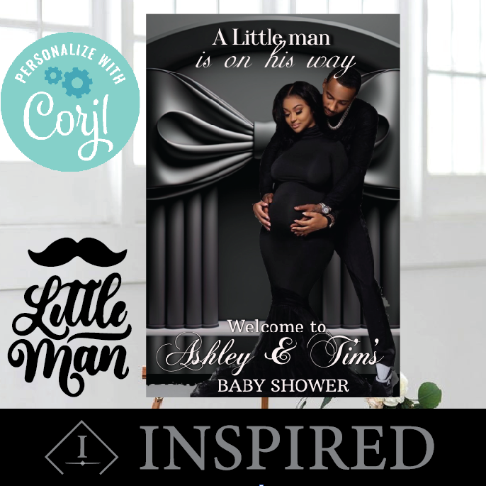 Little man/ Bow tie welcome sign- Black