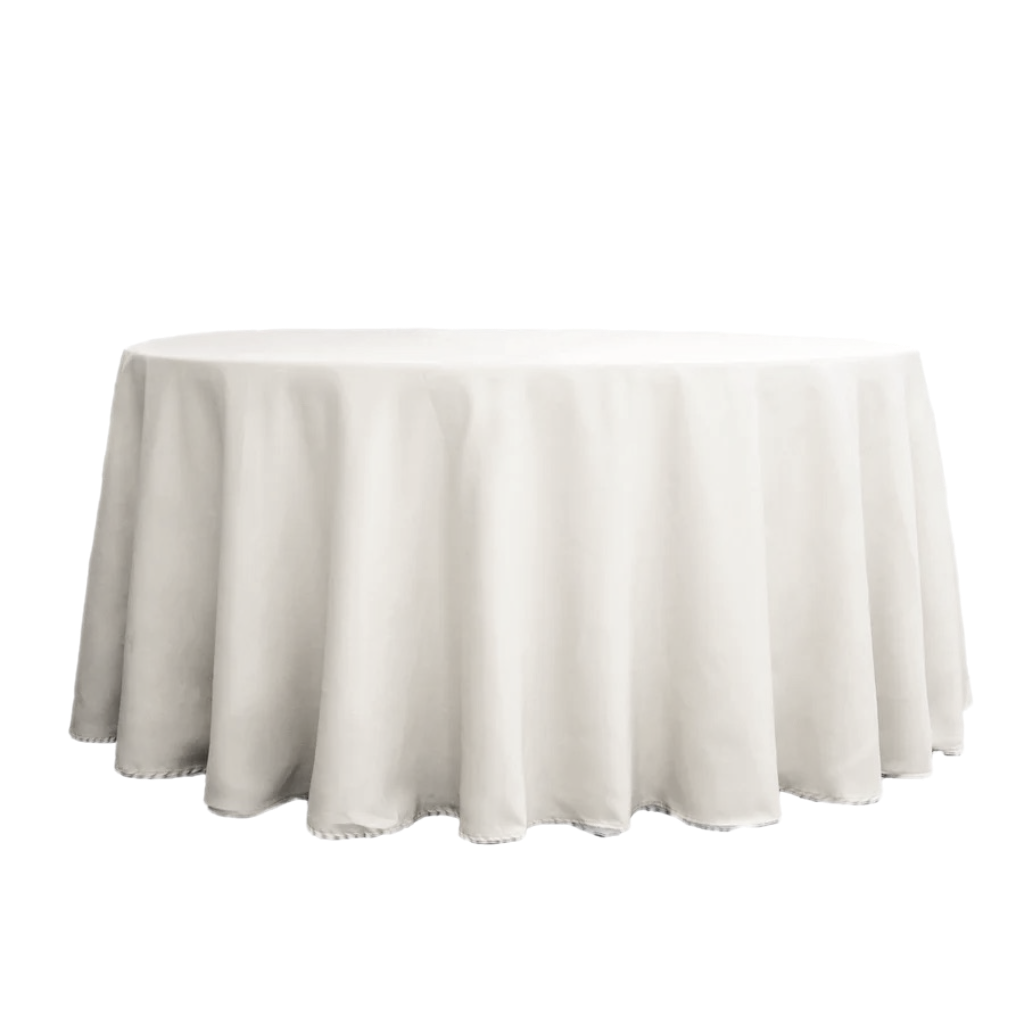 Polyester 120" Round Tablecloth - White